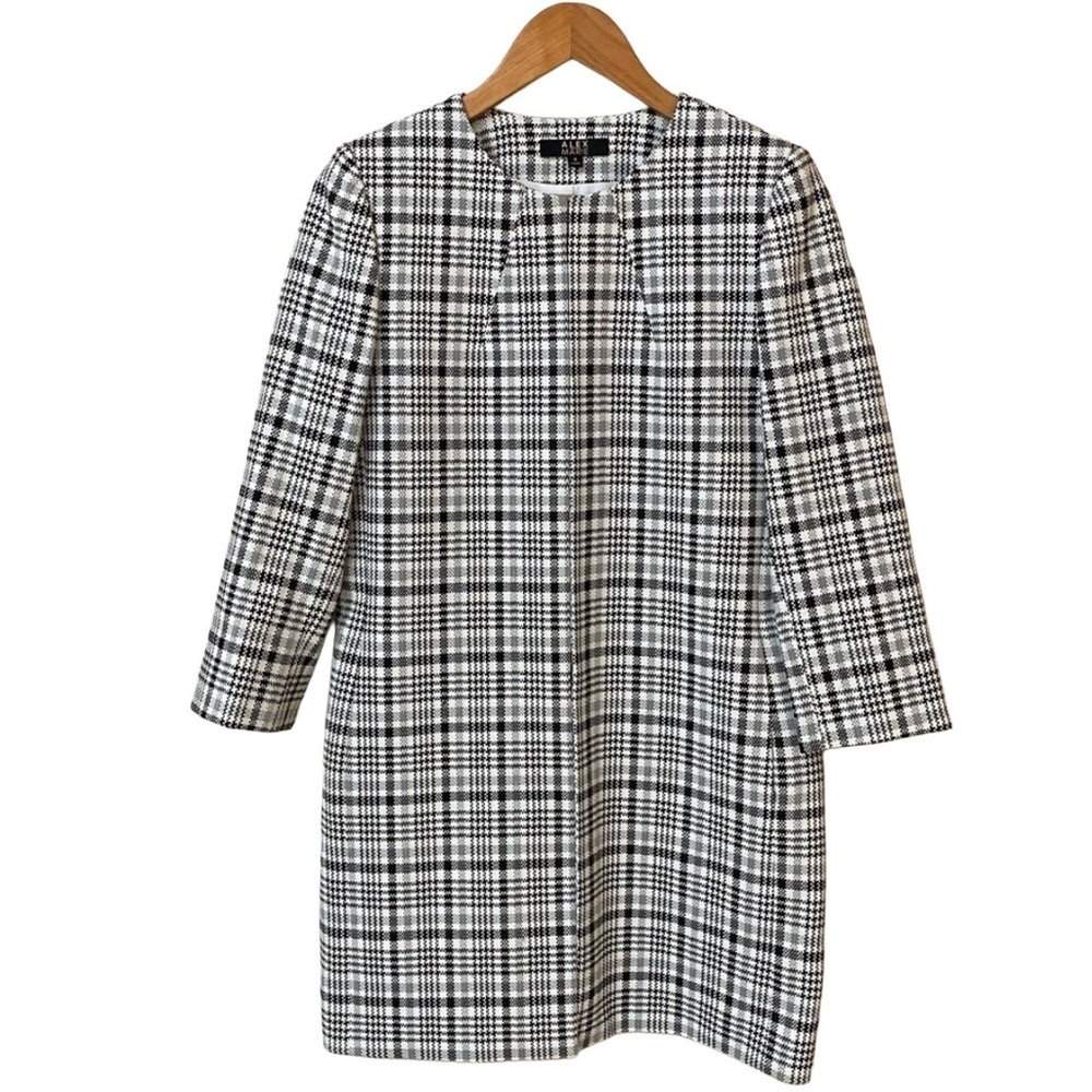 ALEX MARIE BLACK AND WHITE PLAID COAT JACKET LIKE NEW